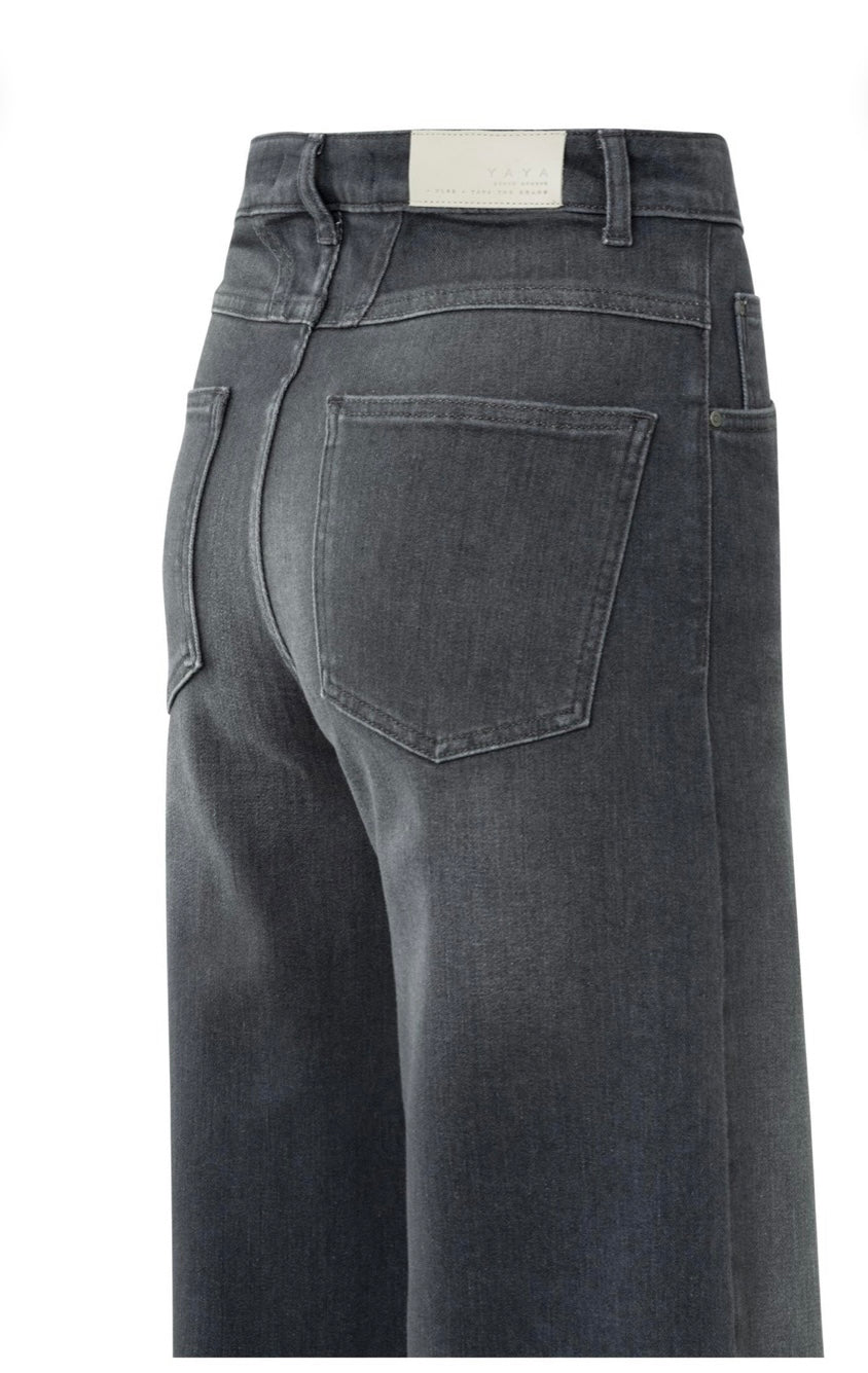 YAYA Jeans mit hohem Bund und weitem Bein grey denim