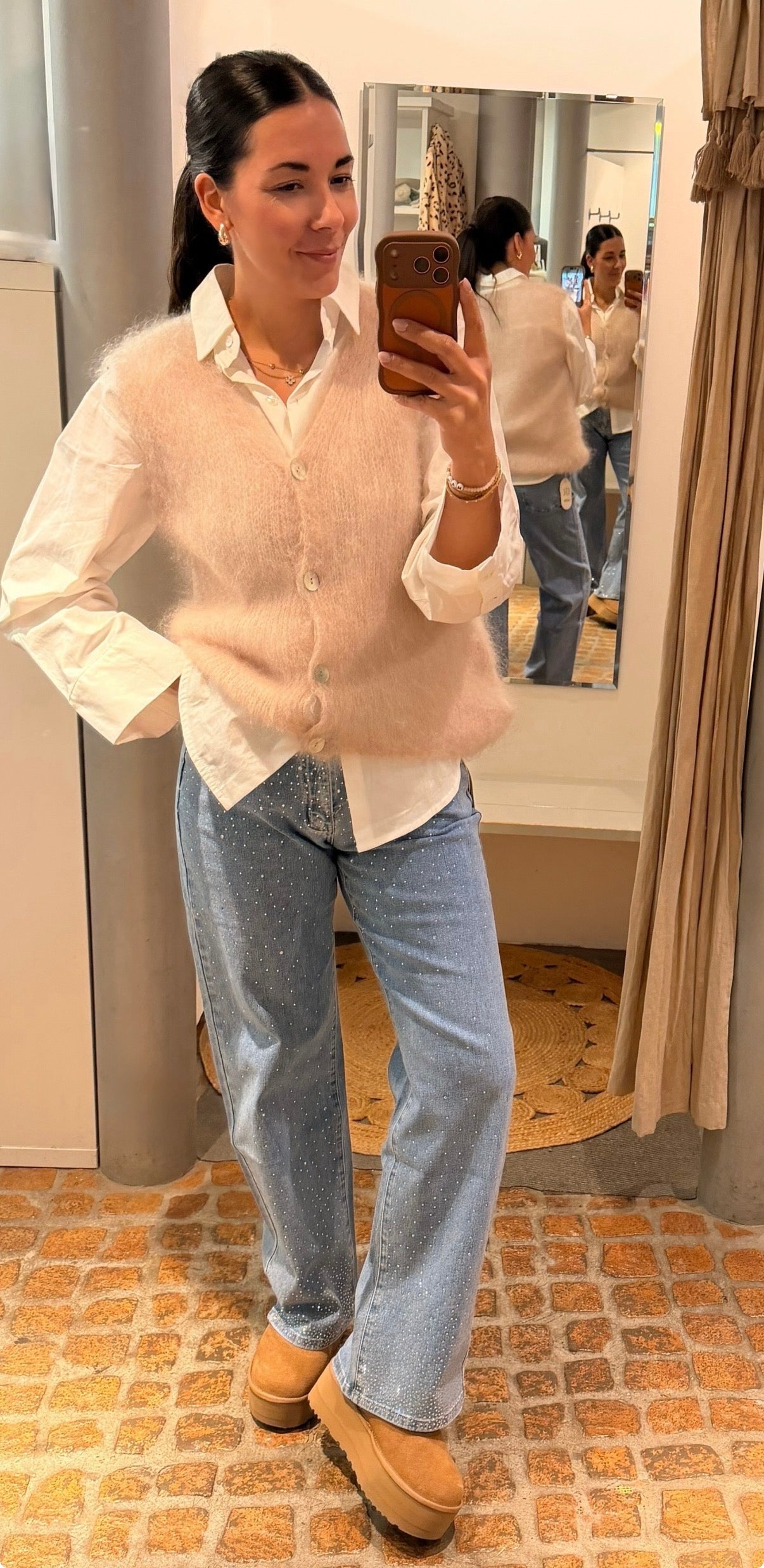 Mohair Pullunder Weste beige