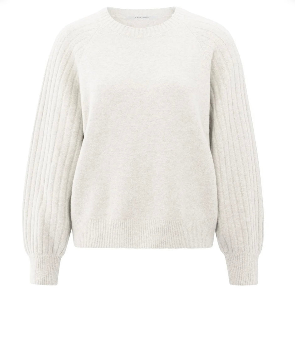 YAYA Pulli mit gerippten Ärmeln Offwhite