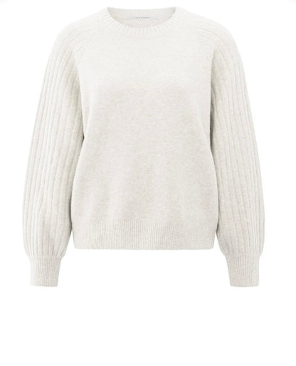 YAYA Pulli mit gerippten Ärmeln Offwhite