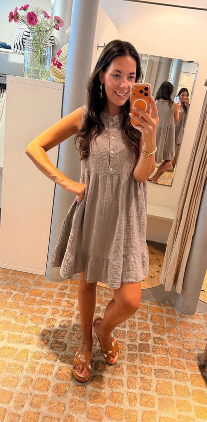 MIDI DRESS MUSSELIN TAUPE