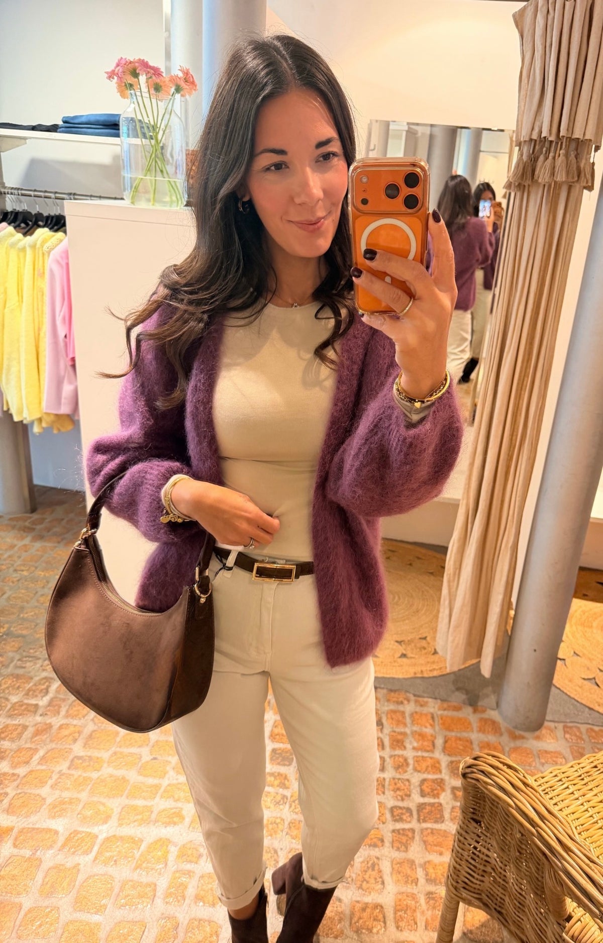 KUSCHELIGER MOHAIR CARDIGAN PLUM