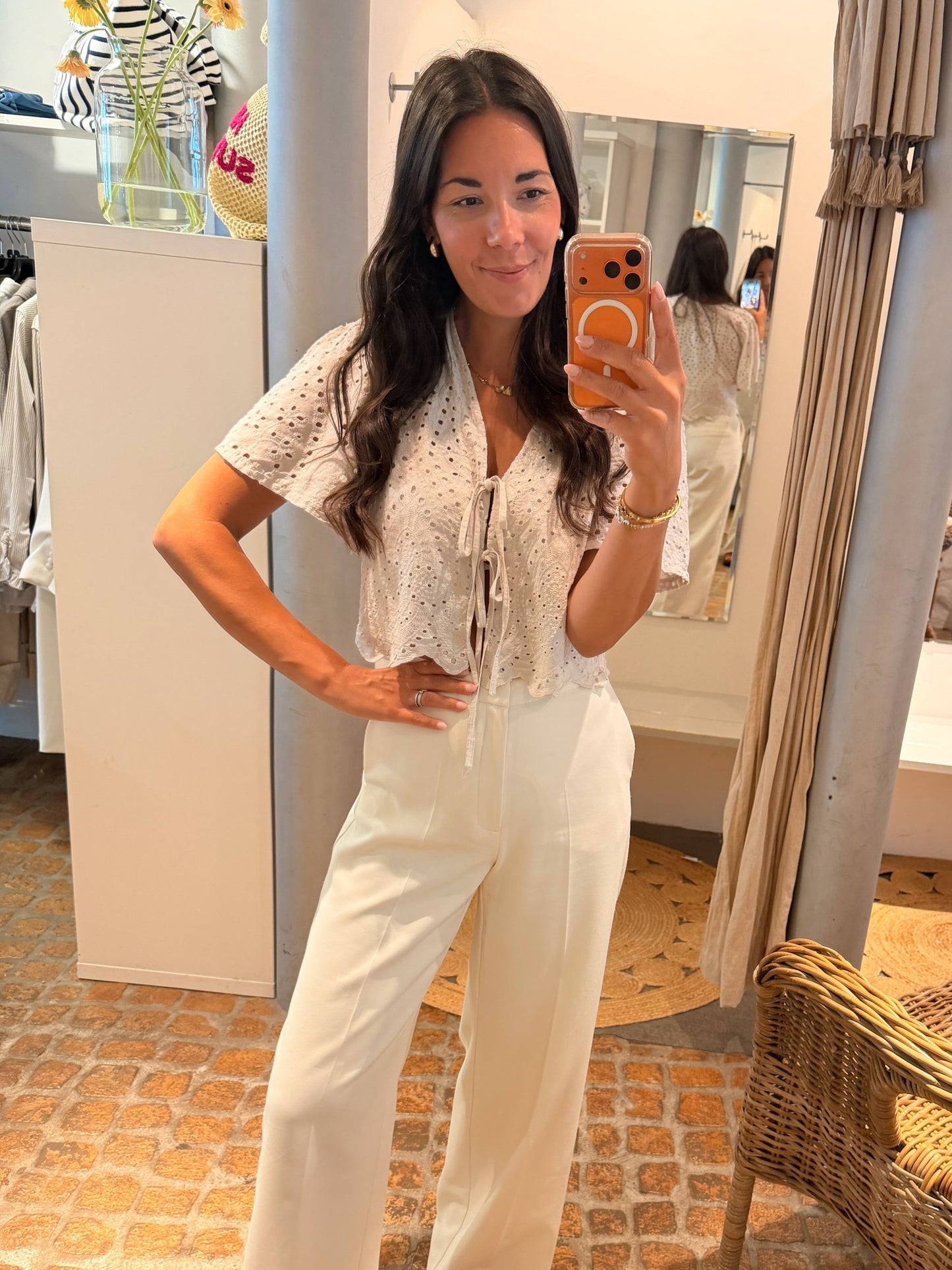 BOHO BLUSE ZUM BINDEN BEIGE