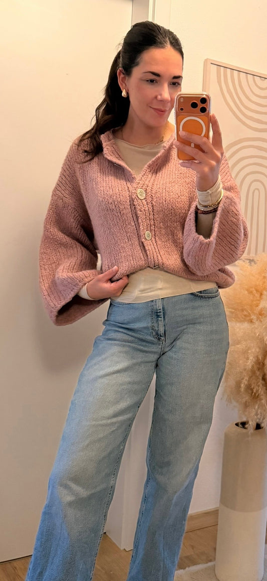 Grobstrick Cardigan altrosa