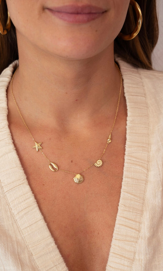 Minimalistische Kette mit Muscheln gold
