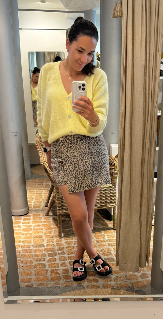 Cardigan V-Ausschnitt in Zitronengelb