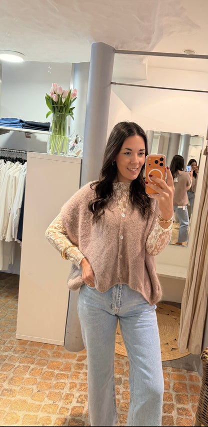 OVERSIZED STRICK PULLUNDER TAUPE