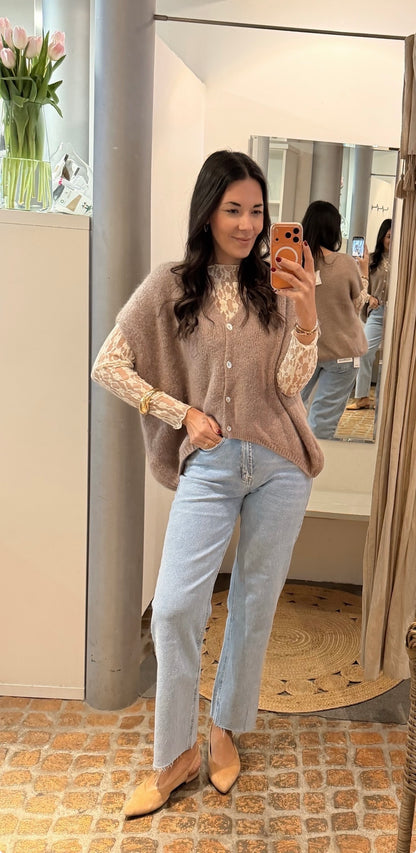 OVERSIZED STRICK PULLUNDER TAUPE