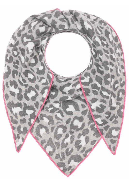 Zwillingsherz Dreieckstuch / Schal LEO grau