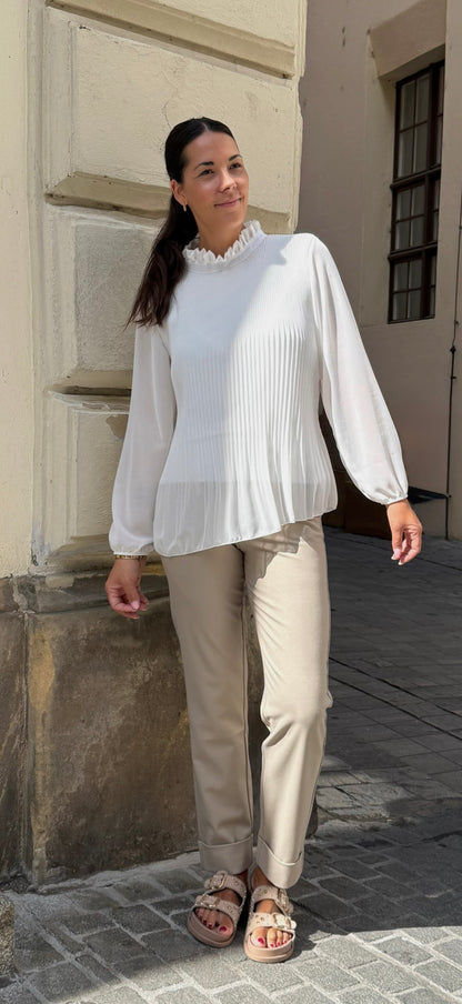 Plissee Bluse white