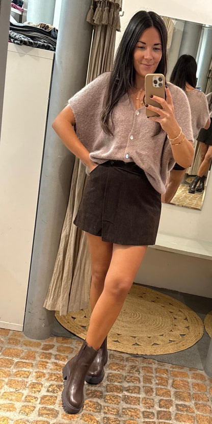 Oversized Strick Pullunder in Taupe