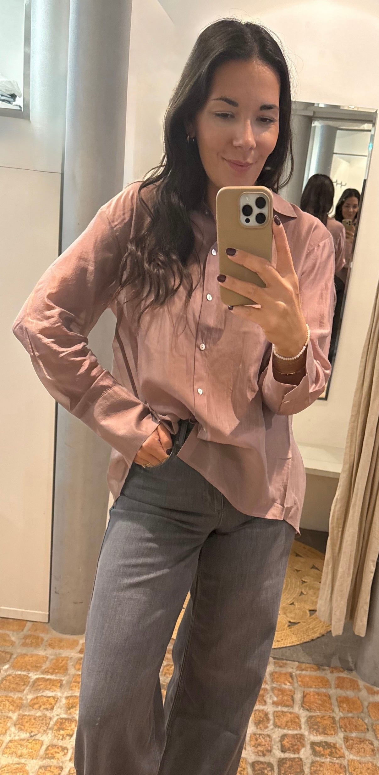 YAYA durchsichtige Bluse in blush pink