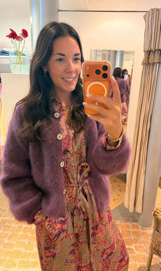 MOHAIR CARDIGAN PLUM