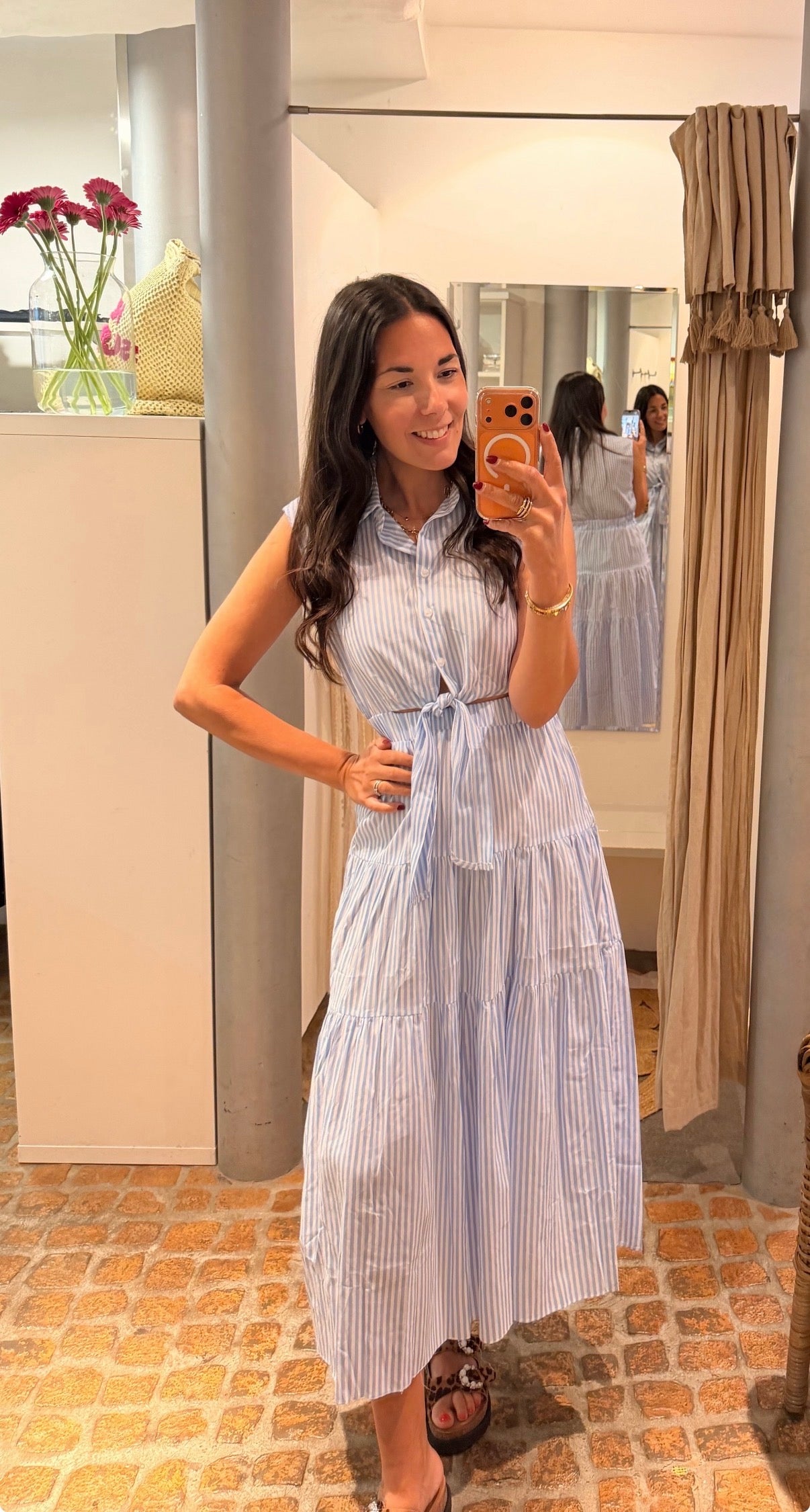 LONG KLEID BLUE STRIPES