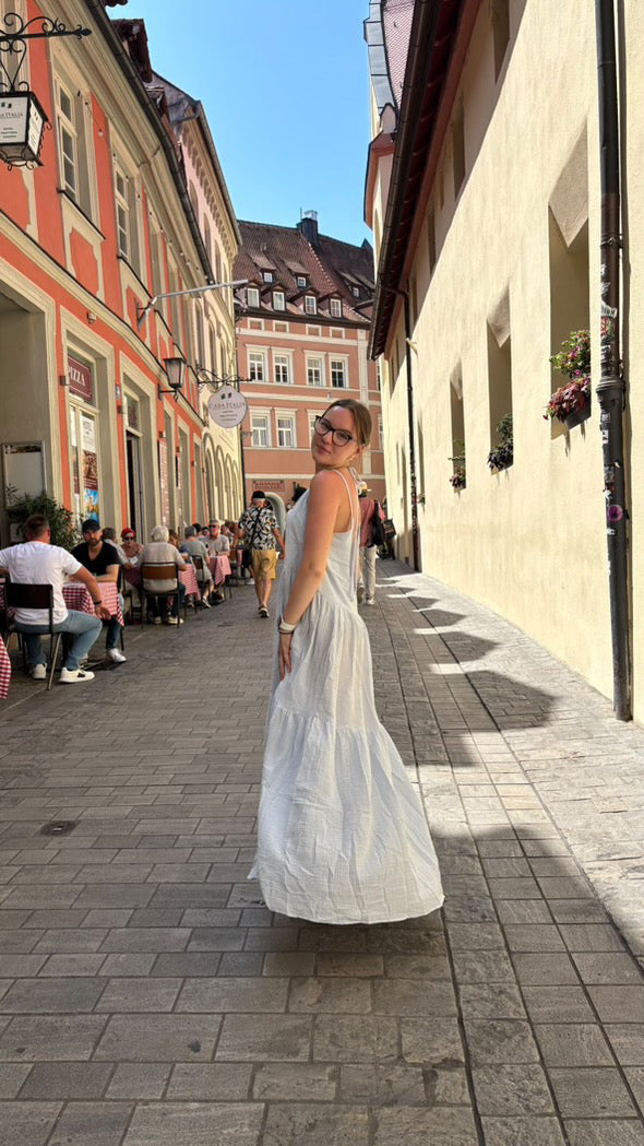 Musselin Maxi Kleid in hellblau