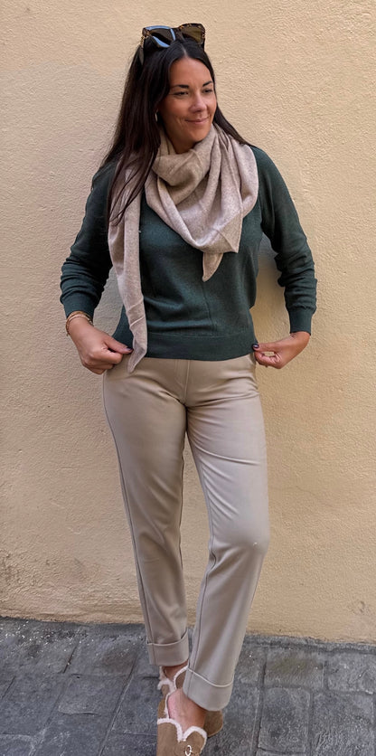 Peppercorn Midi Knit Pulli Glitter in tannengrün