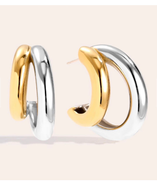 OHRRINGE HALF HOOP BI-COLOR
