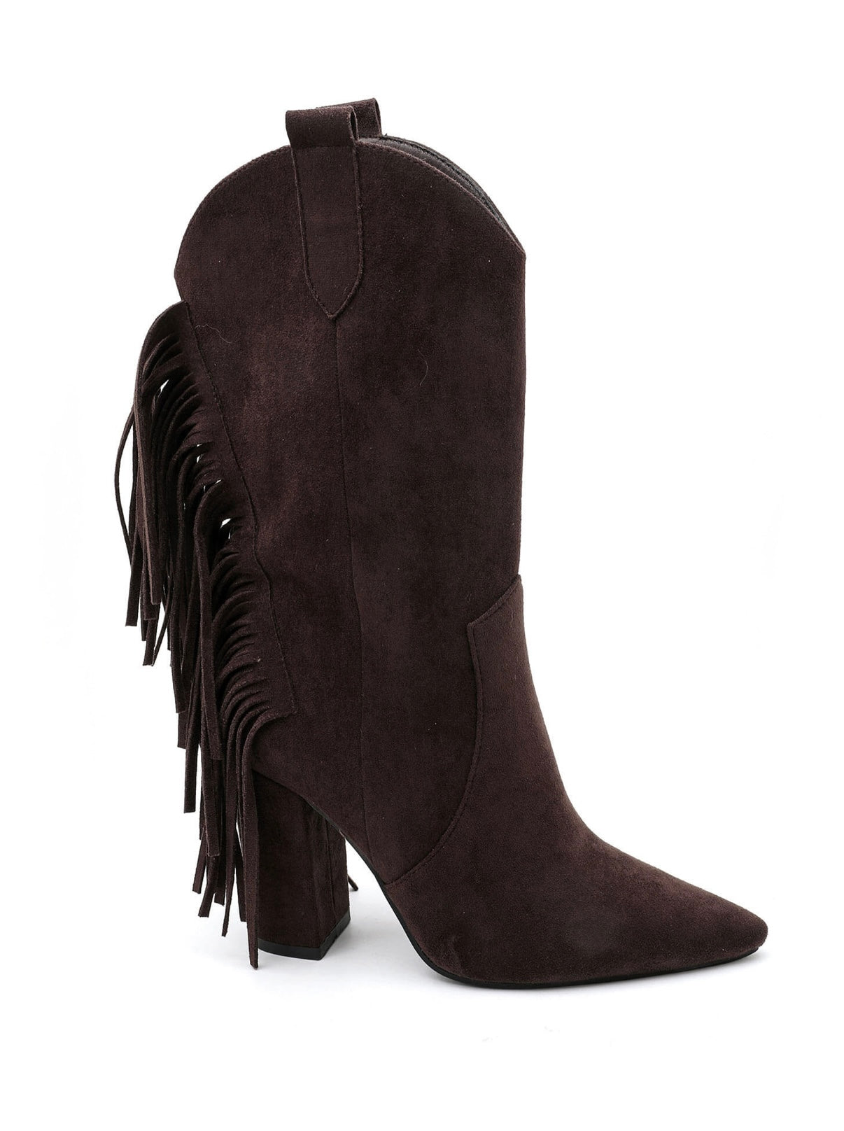 Heel Boots Wildledermit Fransen Brown