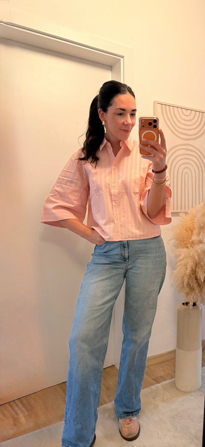 Emily van den Bergh Bluse rosa gestreift
