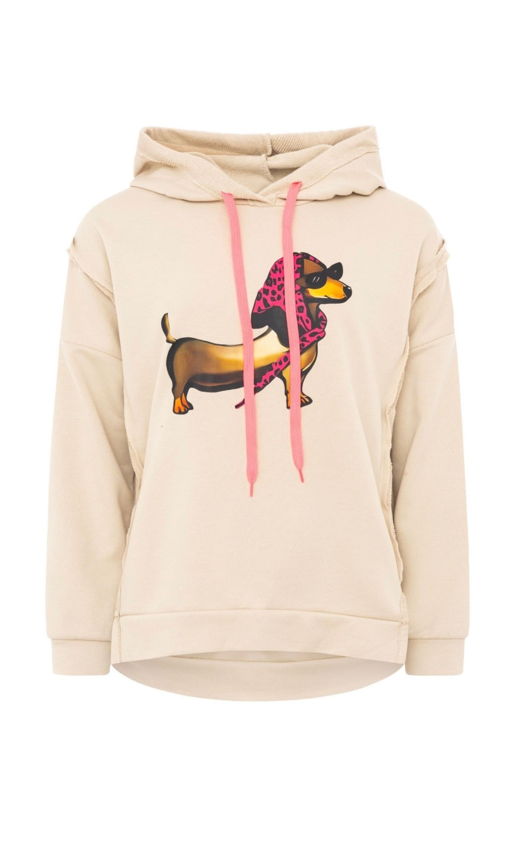 Zwillingsherz Hoodie Madame Dackel in beige