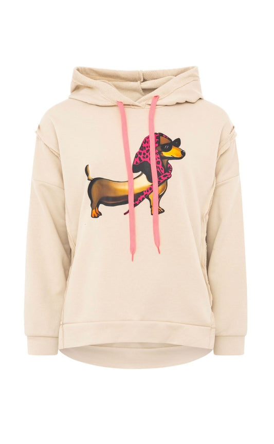 Zwillingsherz Hoodie Madame Dackel in beige