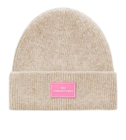 Zwillingsherz Mütze Patch in beige