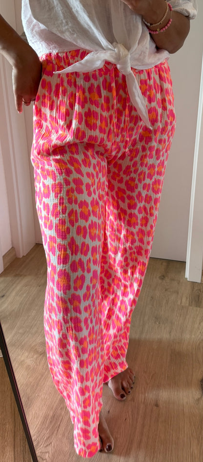Musselin Hose LEO pink