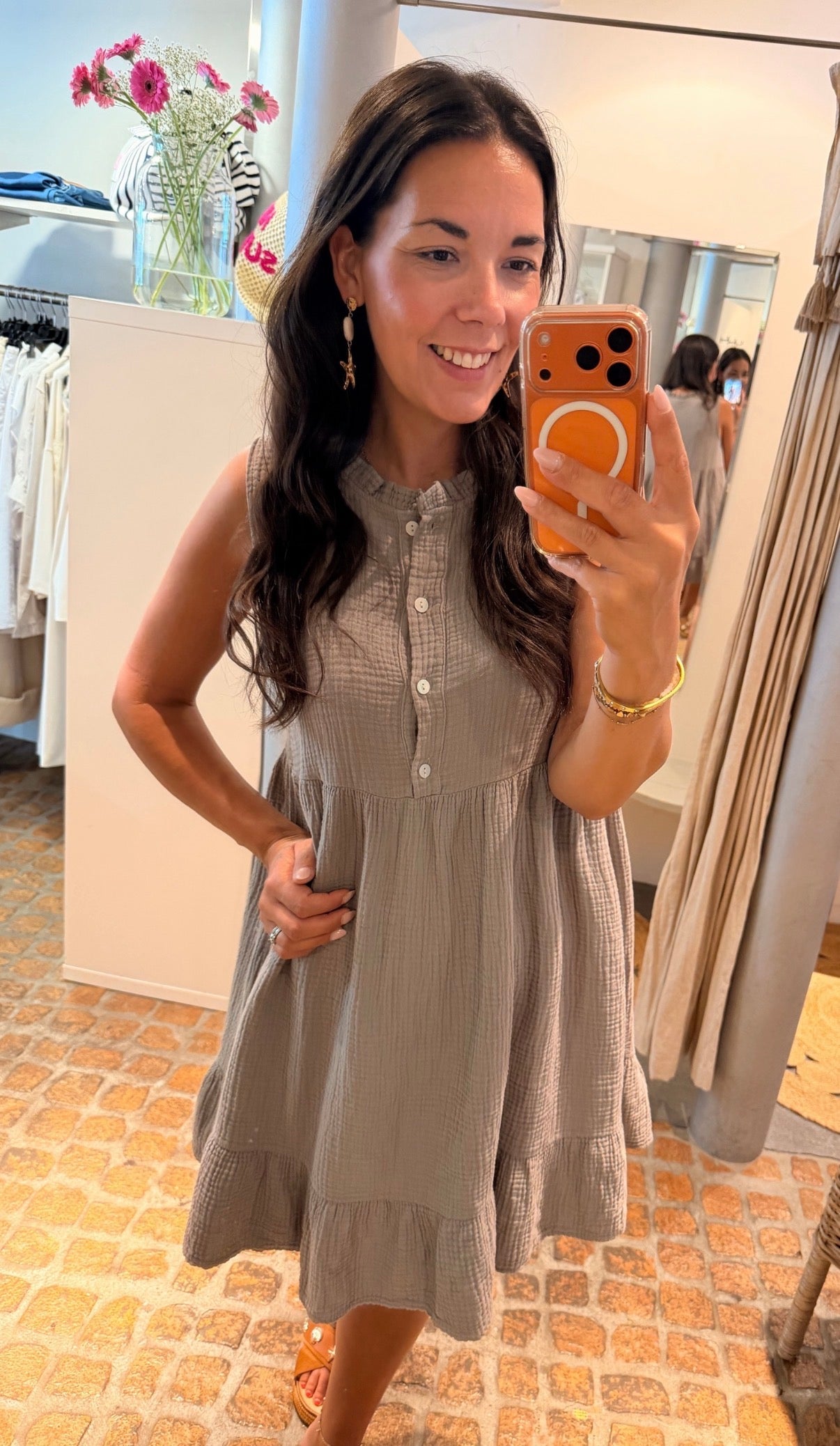 MIDI DRESS MUSSELIN TAUPE
