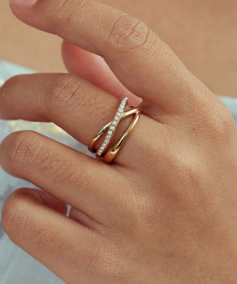 Ring double sparkle gold