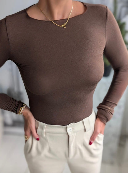 Feines Kaschmir Longsleeve schokobraun