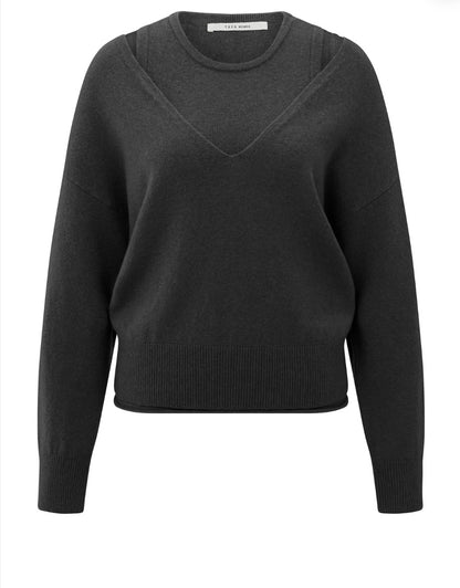 YAYA Twin Set in Anthrazit