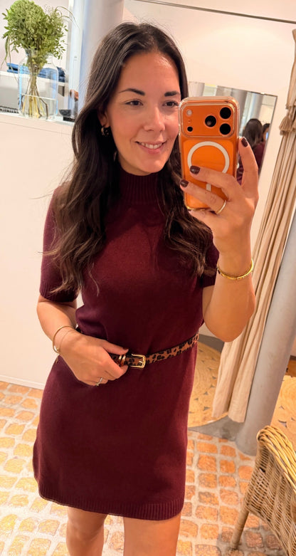 STRICK KLEID TURTLE NECK BURGUNDY