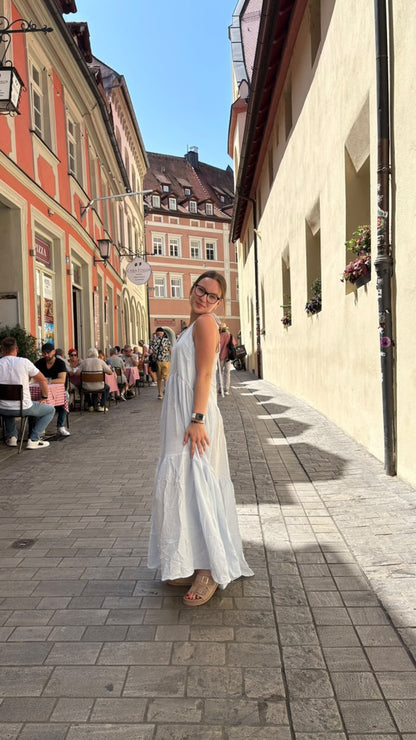 Musselin Maxi Kleid in hellblau