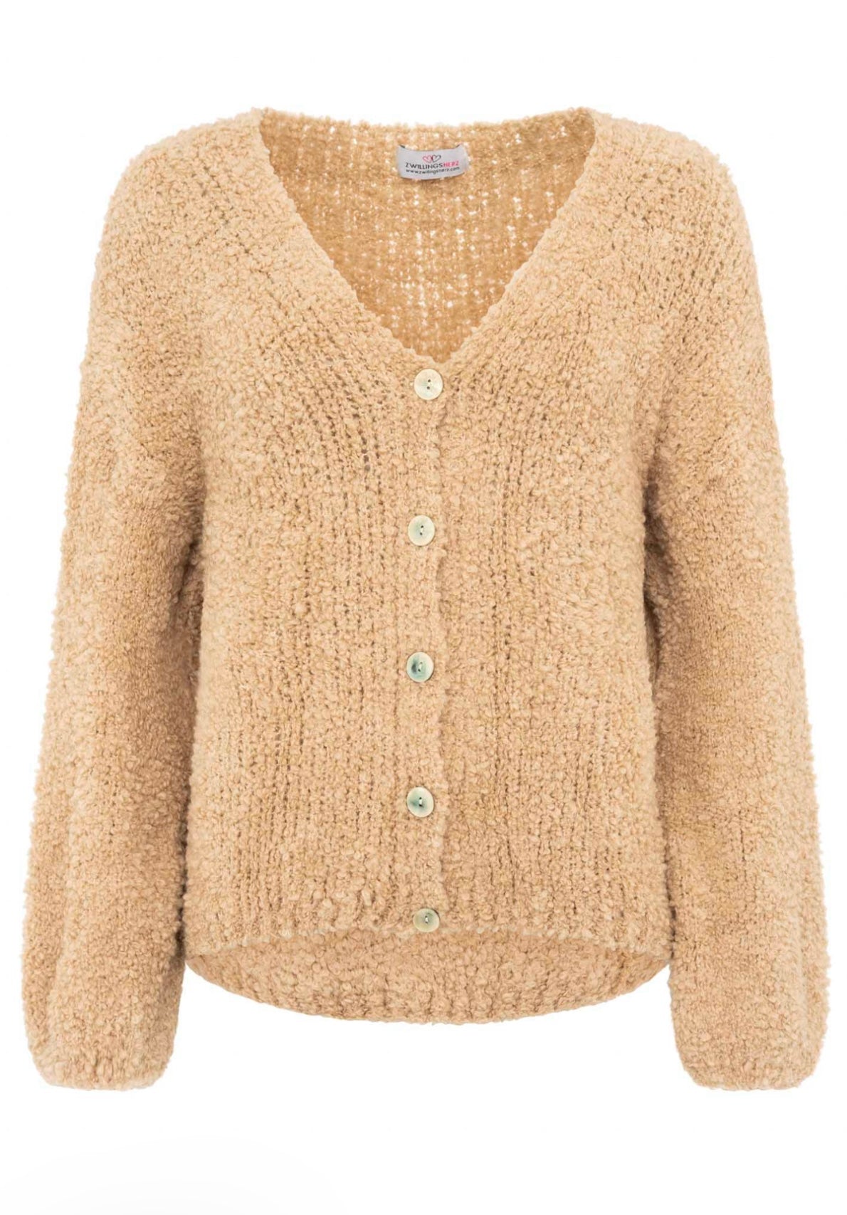 Zwillingsherz Plüsch Cardigan in beige
