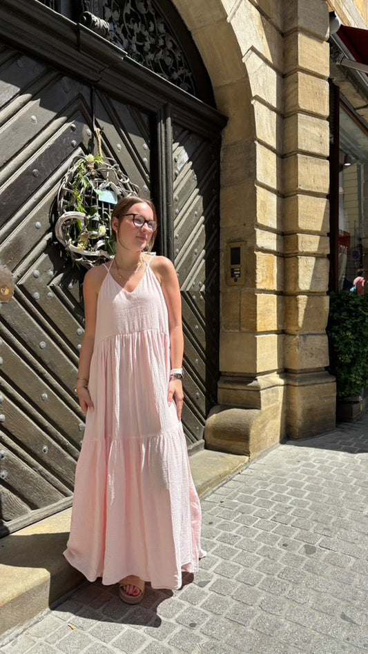 Musselin Maxi Kleid in rosa