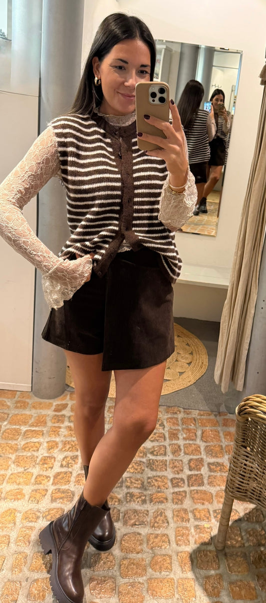 Strick Weste - Pullunder STRIPES in braun