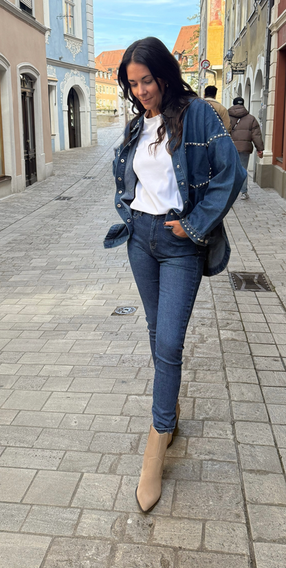 Miss Goodlife Jeans Bluse Nieten