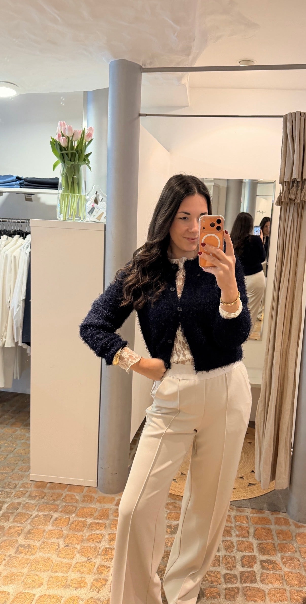 OUI STRICKJACKE FRANSENGARN MARINE