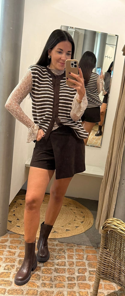 Strick Weste - Pullunder STRIPES in braun