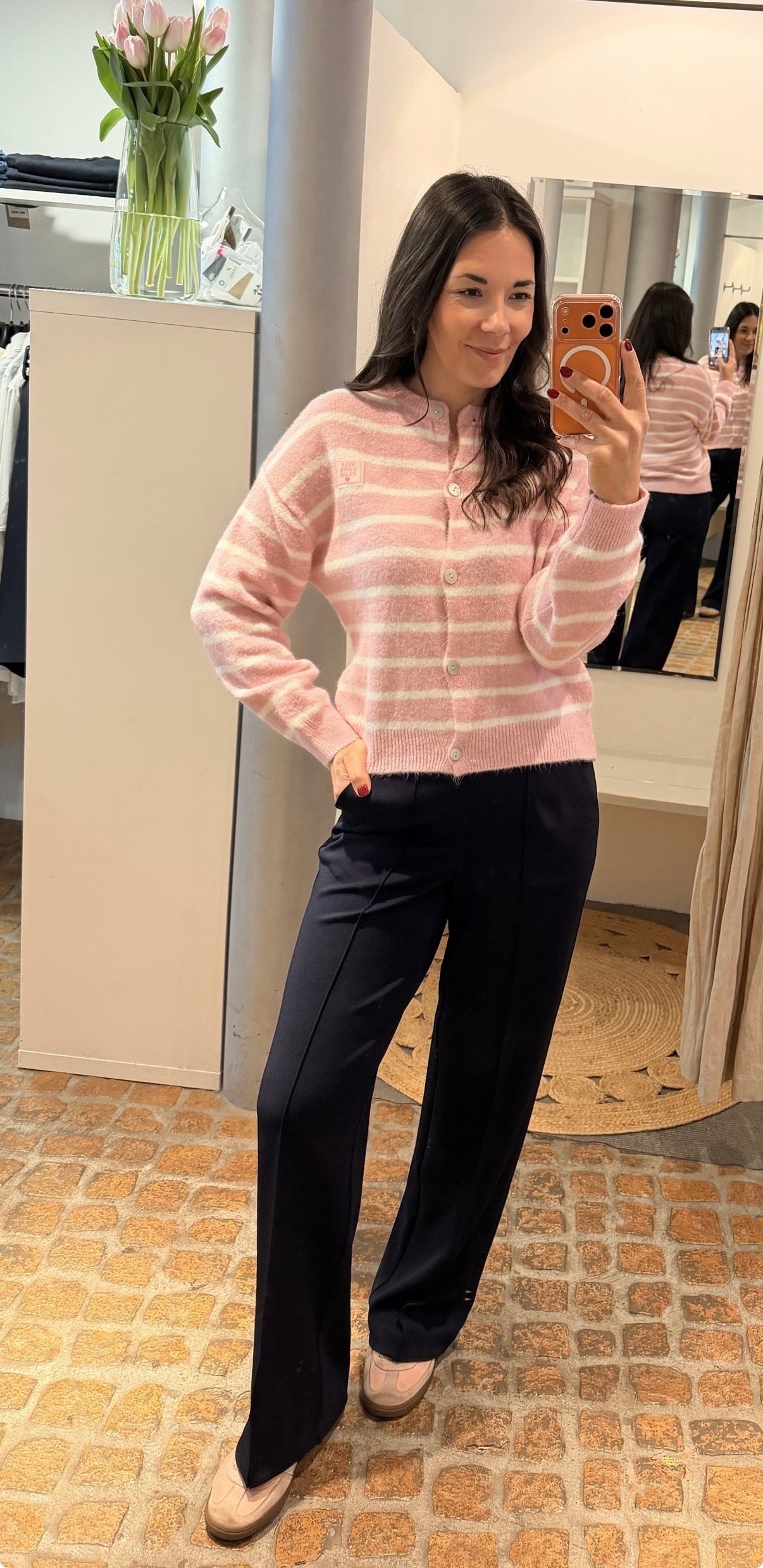 CARDIGAN SELF LOVE CLUB ROSA GESTREIFT