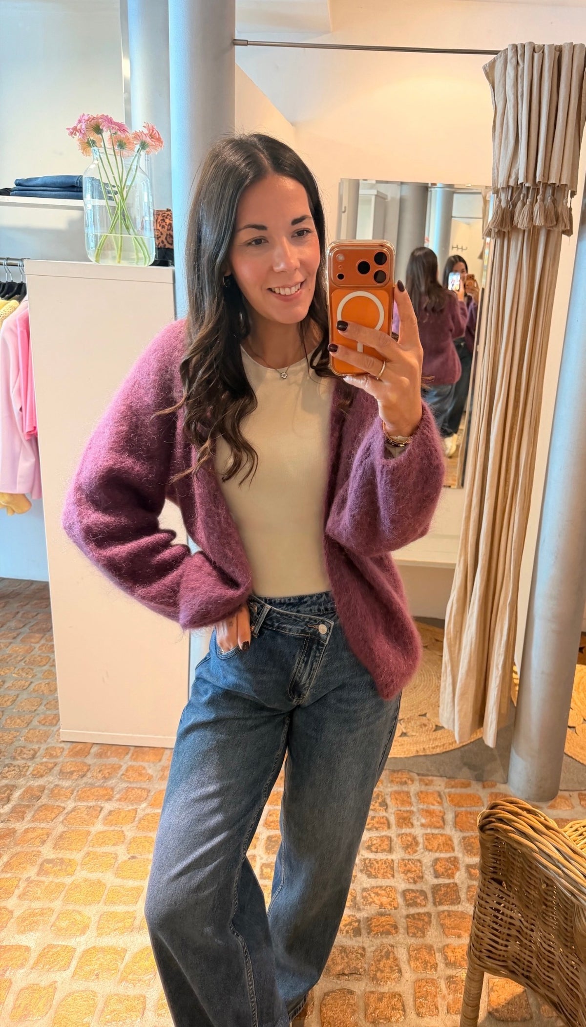 KUSCHELIGER MOHAIR CARDIGAN PLUM