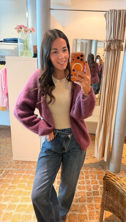 KUSCHELIGER MOHAIR CARDIGAN PLUM