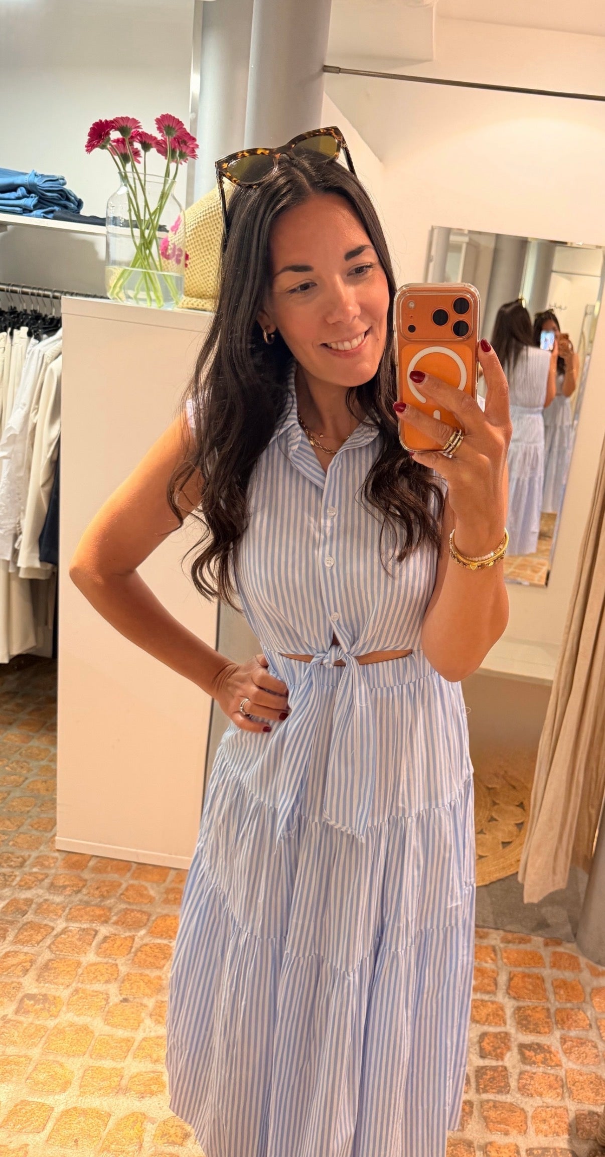 LONG KLEID BLUE STRIPES