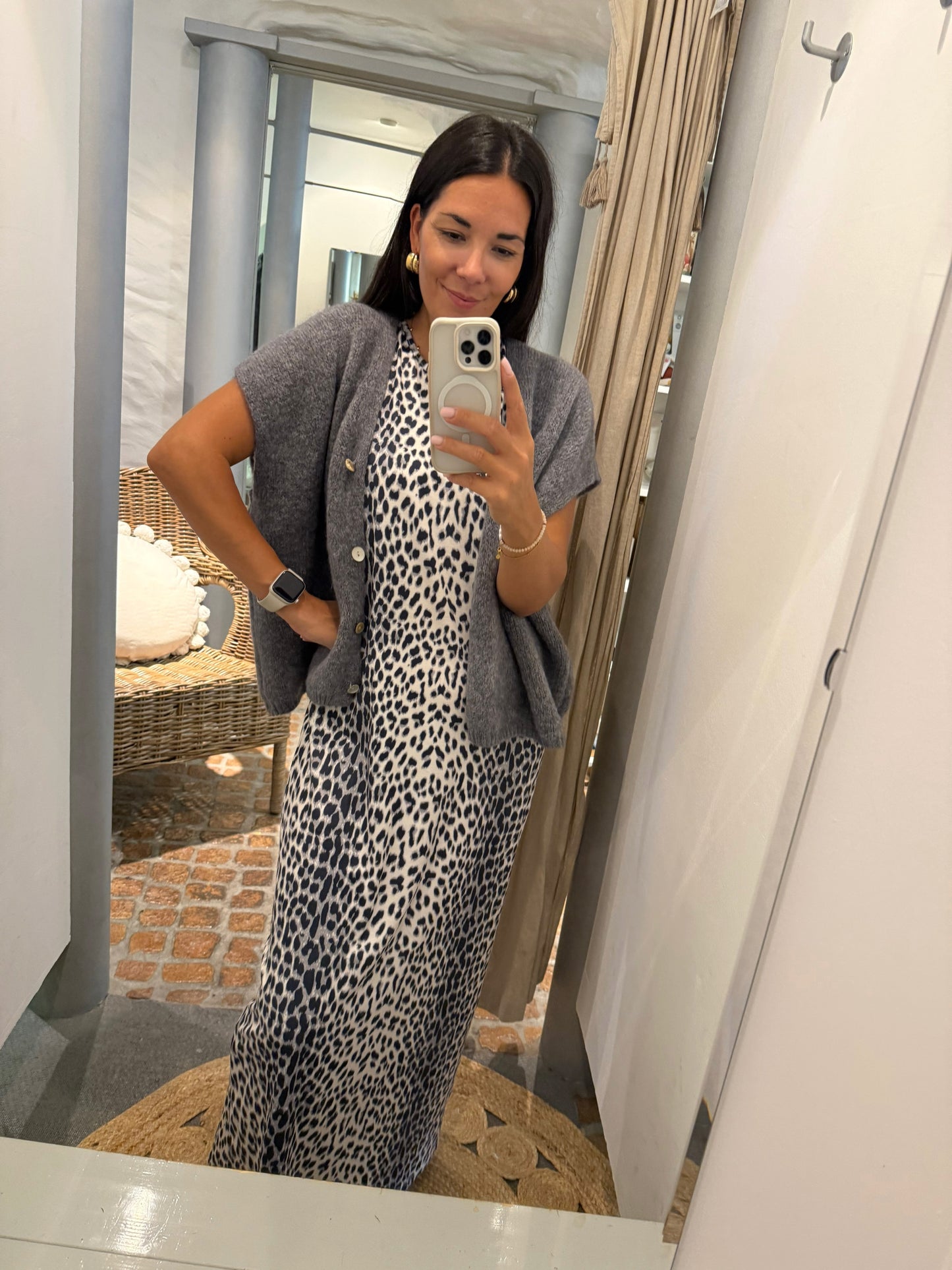 Oversized Strick Pullunder in Anthrazit