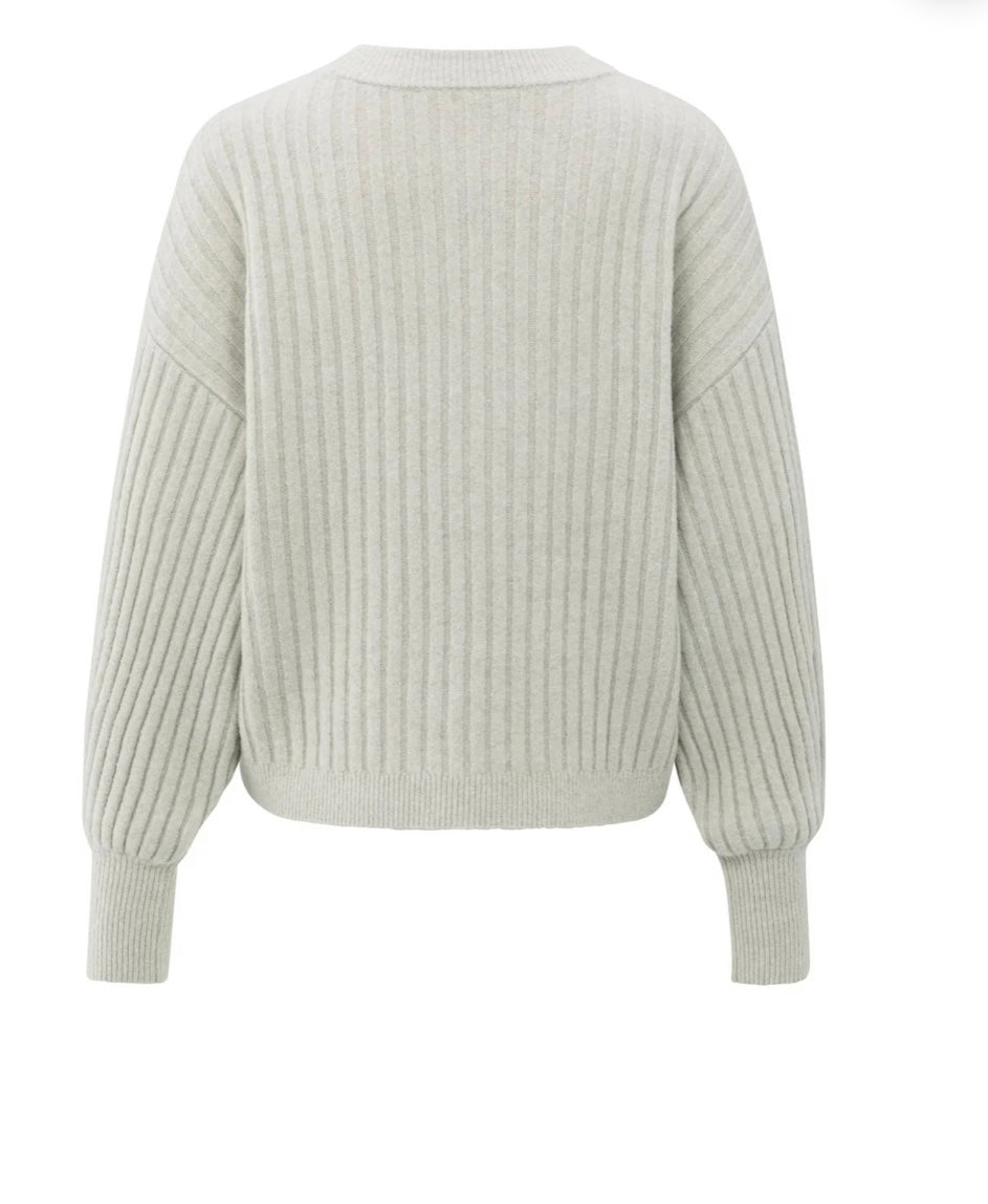 YAYA Gerippter Pullover in cloudy grey
