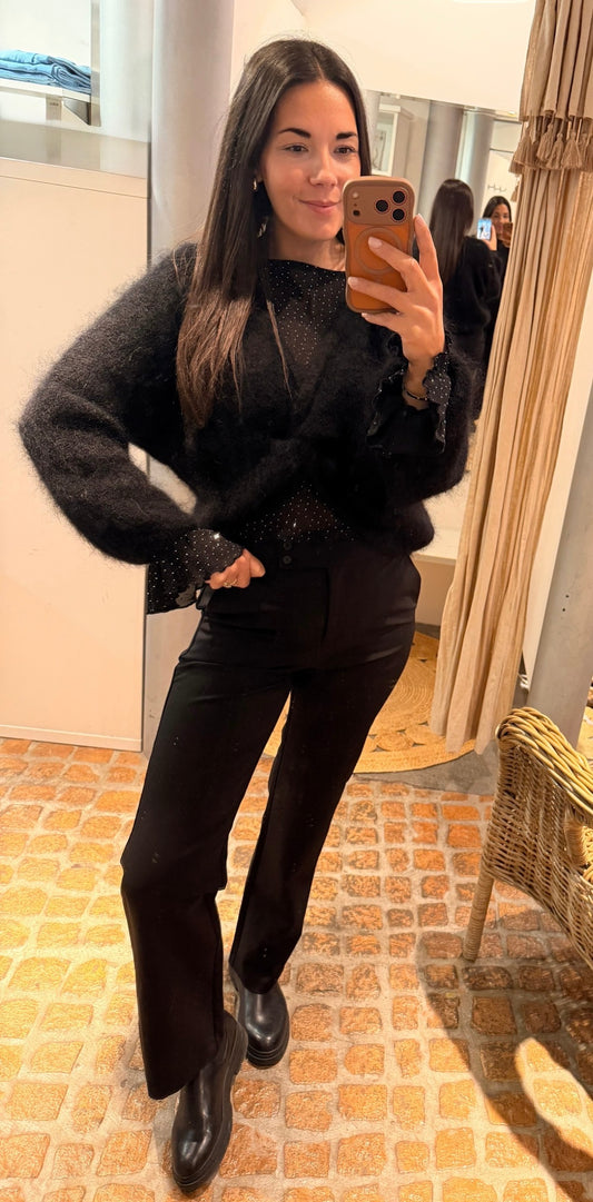 Kuscheliger Mohair Pulli Knoten in schwarz