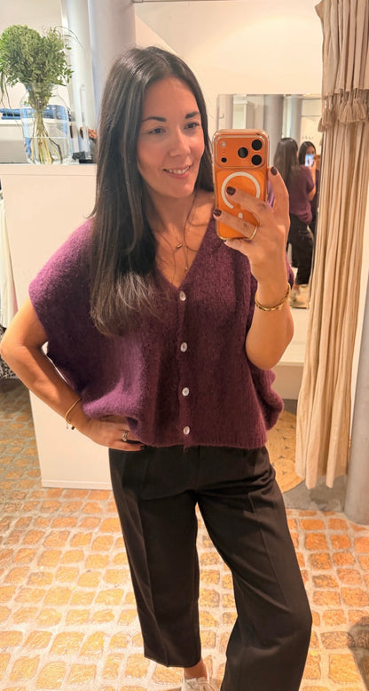 OVERSIZED STRICK PULLUNDER PLUM