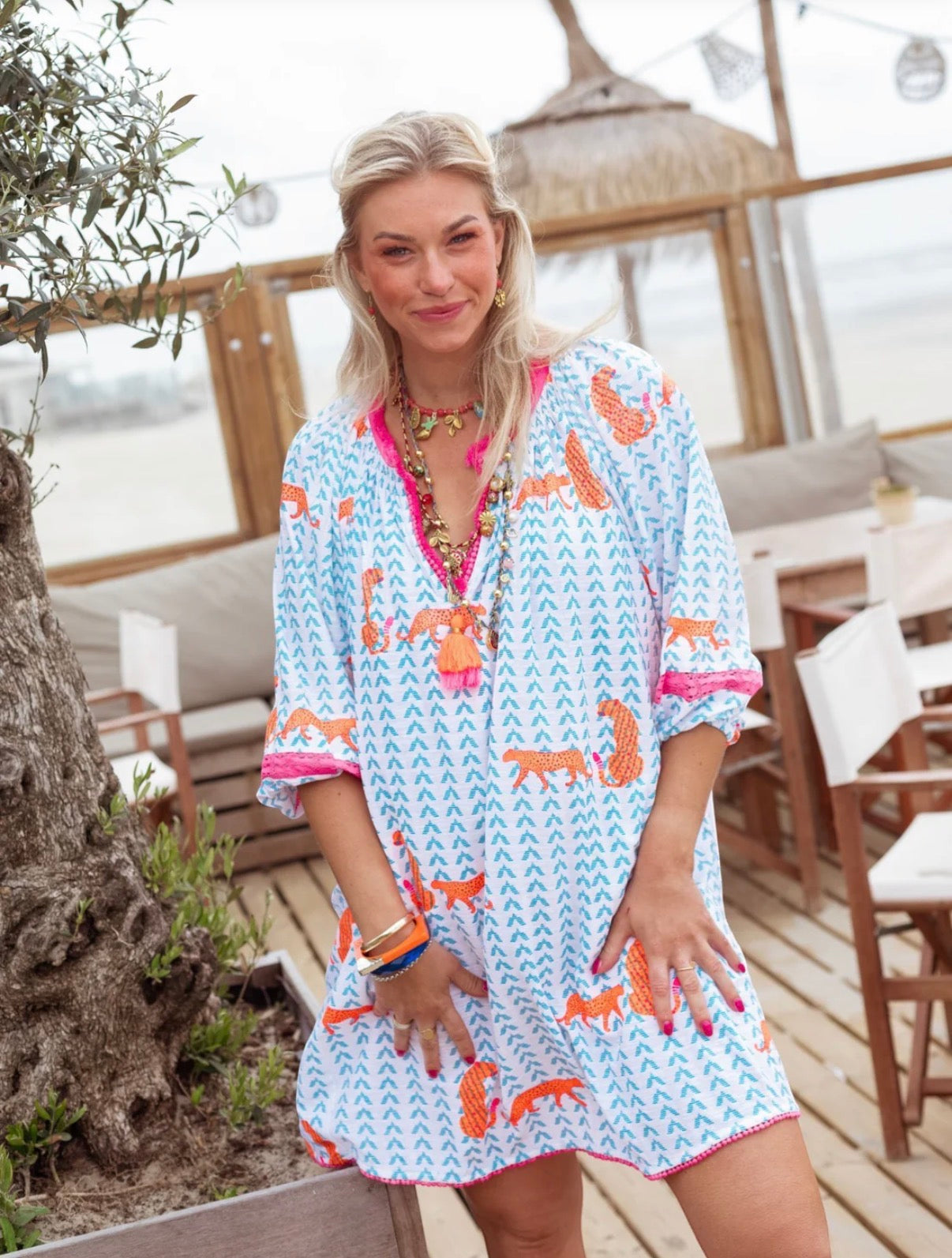 Place Du Soleil Short Dress Neon Tiger