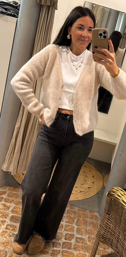 Cardigan V-Ausschnitt in beige