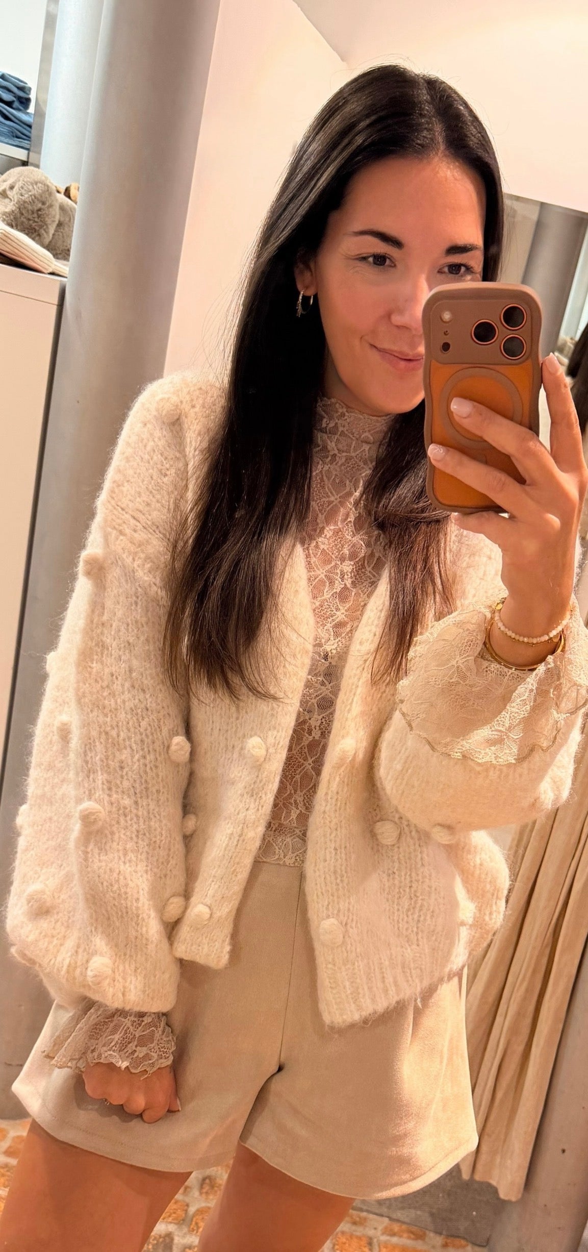 Cardigan Dots in beige